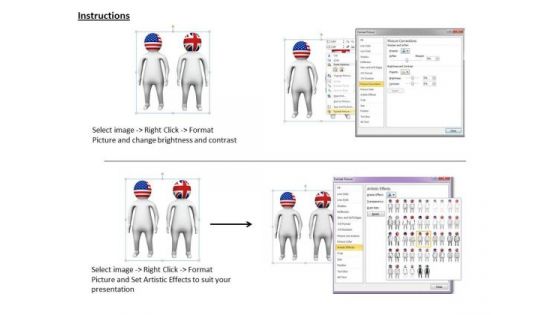 Business Process Strategy 3d Men Representing Two Countries Basic Concepts