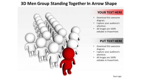 Business Process Workflow Diagram Men Group Standing Together Arrow Shape PowerPoint Templates