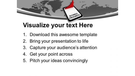 Business Progress On Tablet Bar Graph PowerPoint Templates Ppt Backgrounds For Slides 0313