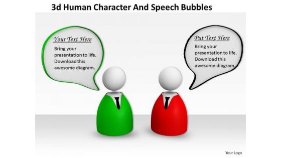 Business Strategy 3d Human Character And Speech Bubbles Modeling