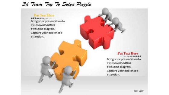 Business Strategy 3d Team Try To Solve Puzzle Basic Concepts