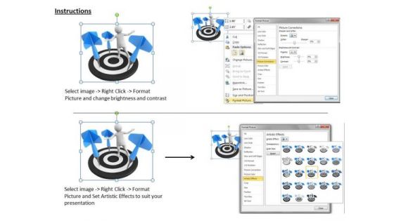 Business Strategy And Policy 3d Man On Target Board Concept