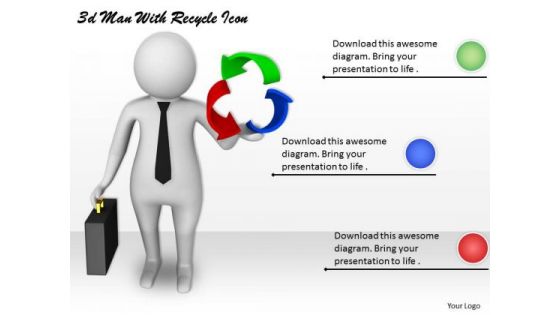 Business Strategy And Policy 3d Man With Recycle Icon Characters