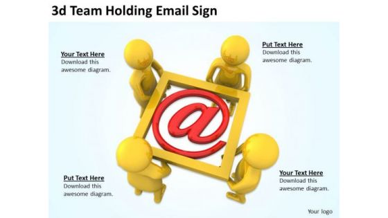 Business Strategy And Policy 3d Team Holding Email Sign Character Models