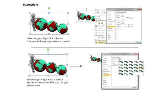 Business Strategy Consultant 3d Man Showing Globes Concept Statement