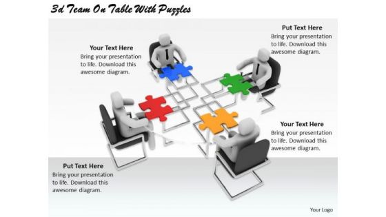 Business Strategy Consultants 3d Team Table With Puzzles Basic Concepts