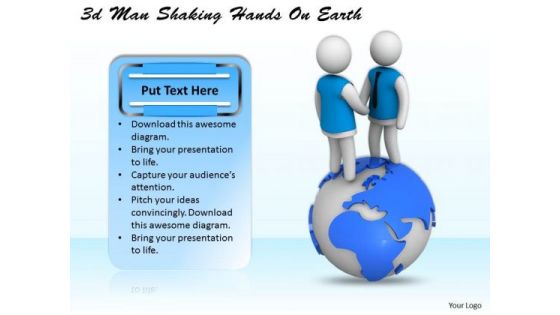 Business Strategy Consulting 3d Man Shaking Hands Earth Concepts