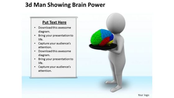 Business Strategy Consulting 3d Man Showing Brain Power Concepts