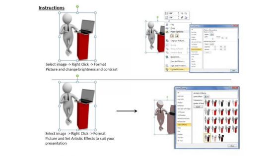 Business Strategy Consulting Give Presentation Laptop 3d Character Models