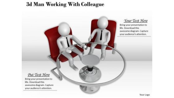 Business Strategy Development 3d Man Working With Colleague Character