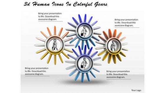 Business Strategy Execution 3d Human Icons Colorful Gears Character Models