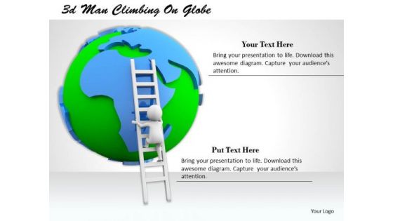 Business Strategy Execution 3d Man Climbing Globe Characters