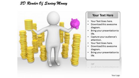 Business Strategy Execution 3d Render Of Saving Money Character Models