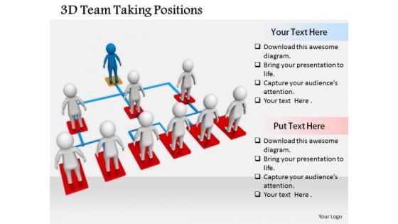 Business Strategy Execution 3d Team Taking Positions Concept Statement
