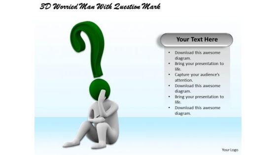 Business Strategy Execution 3d Worried Man With Question Mark Concept Statement
