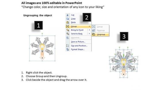 Business Strategy Formulation 7 Directional Arrow Circular Manner PowerPoint