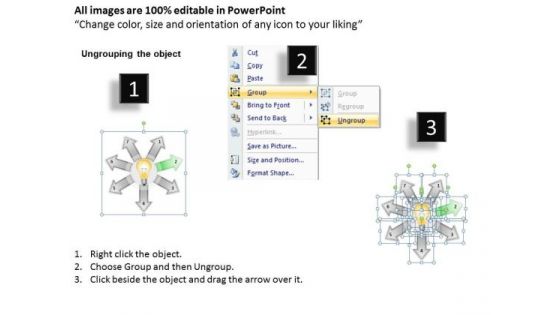 Business Strategy Formulation 7 Directional Arrows Circular Manner PowerPoint