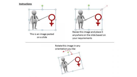 Business Strategy Implementation 3d Man Pointing Female Symbol Character