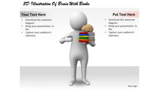 Business Strategy Innovation 3d Illustration Of Brain With Books Basic Concepts