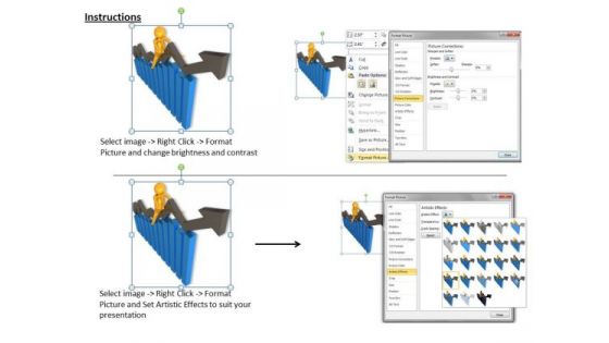 Business Strategy Innovation 3d Man Riding Arrow Bar Chart Adaptable Concepts