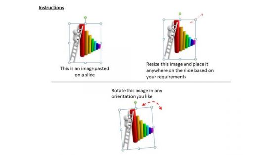 Business Strategy Plan 3d Man Climbs On Bar Graph Character