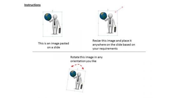 Business Strategy Plan 3d Man Holding Globe Character Modeling