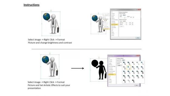 Business Strategy Plan 3d Man Holding Globe Character Modeling