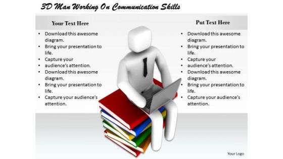 Business Strategy Plan 3d Man Working On Communication Skills Concept Statement