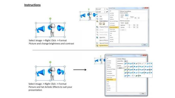 Business Strategy Plan Template 3d Man Standing Megaphones Basic Concepts