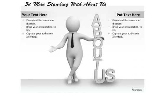 Business Strategy Plan Template 3d Man Standing With About Characters