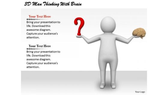 Business Strategy Plan Template 3d Man Thinking With Brain Characters Business Strategy Plan Template 3d Man Thinking With Brain Characters