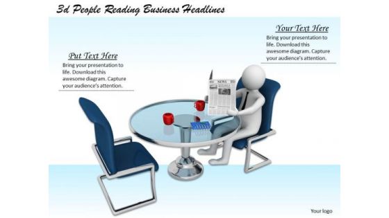 Business Strategy Plan Template 3d People Reading Headlines Concepts