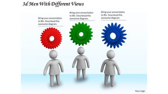 Business Strategy Process 3d Men With Different Views Concept Statement