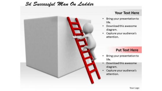 Business Strategy Process 3d Successful Man On Ladder Characters