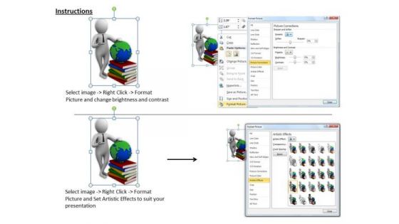 Business Strategy Review 3d Image Of Global Education Character Models