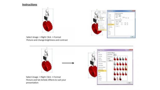 Business Strategy Review 3d Man On Red Gear Character Modeling