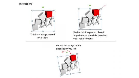 Business Strategy Review 3d Team Arranging Cube Boxes Concepts