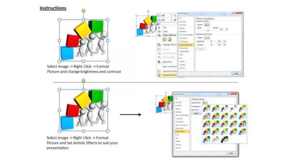 Business Strategy Review 3d Team Arranging Cubes Concepts