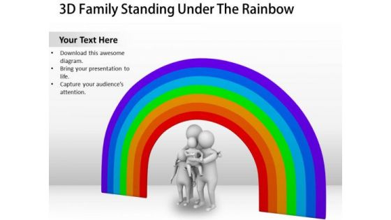 Business Unit Strategy 3d Family Standing Under The Rainbow Concept