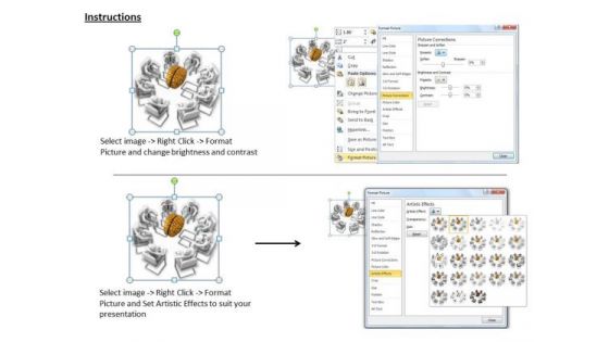 Business Unit Strategy 3d Illustration Of Team Around Brain Concept