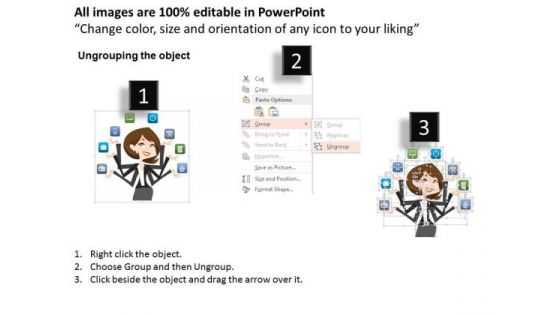 Business Woman With Multitasking Concept PowerPoint Template