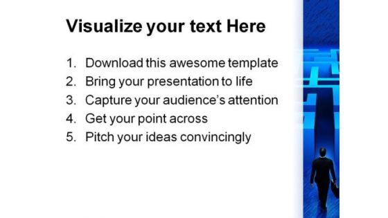Businessman Entering Maze Metaphor PowerPoint Themes And PowerPoint Slides 0611