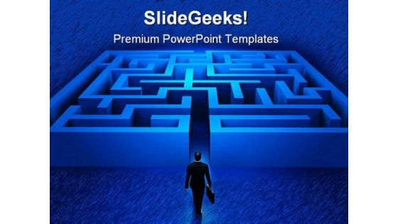 Businessman Entering Maze Metaphor PowerPoint Themes And PowerPoint Slides 0611