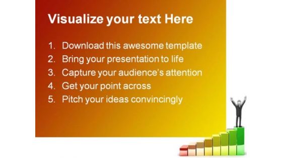 Businessman Standing On Graph Success PowerPoint Templates And PowerPoint Backgrounds 0511