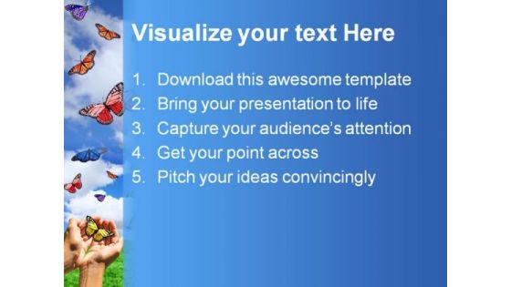 Butterflies Nature PowerPoint Template 0810