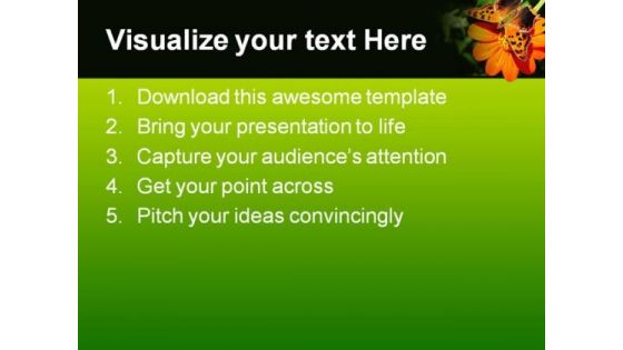 Butterfly On Orange Flower Nature PowerPoint Themes And PowerPoint Slides 0611