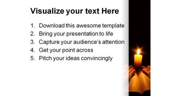 Candle Bible Religion PowerPoint Template 0610