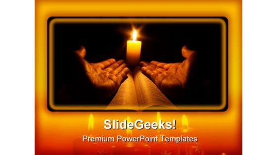 Candle Bible Religion PowerPoint Template 0610