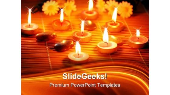 Candles Flowers And Pebbles Beauty PowerPoint Themes And PowerPoint Slides 0411