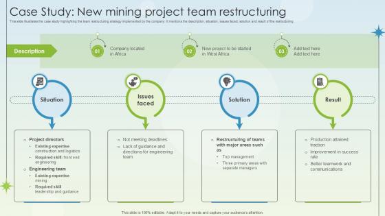 Case Study New Mining Project Team Restructuring Business Growth Ppt Slides